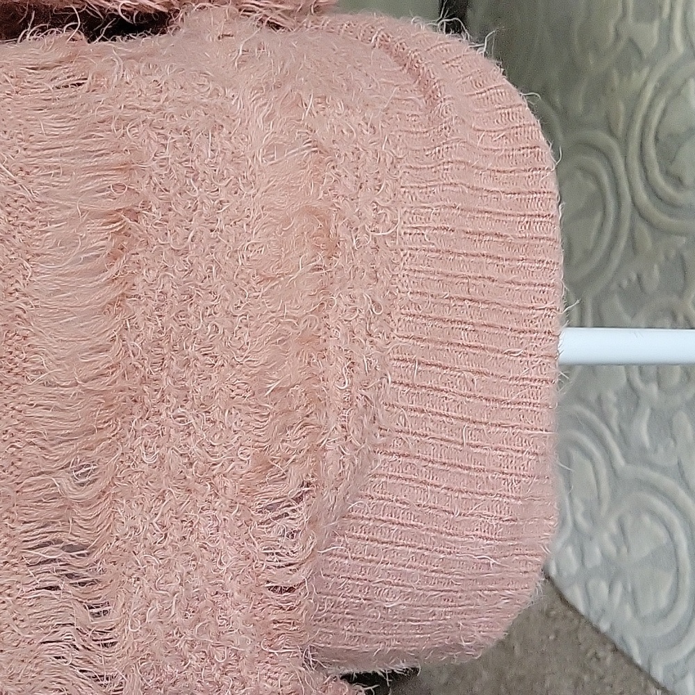 Puff & Bear Blush / Peach  Color Fuzzy Sweater - Picture 4 of 10